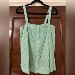 J. Crew Green and White Striped Tank Top